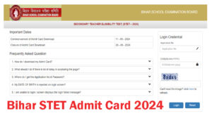 Bihar STET Admit Card 2024