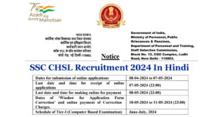 SSC CHSL Recruitment 2024 In Hindi