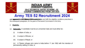 Indian Army TES 52 Recruitment 2024