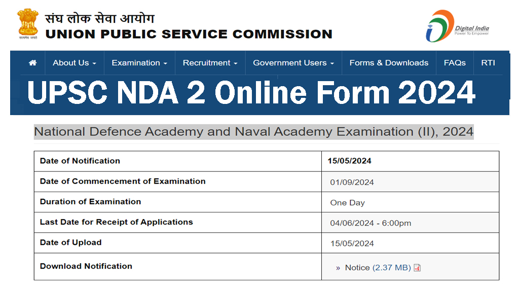 UPSC NDA 2 Online Form 2024