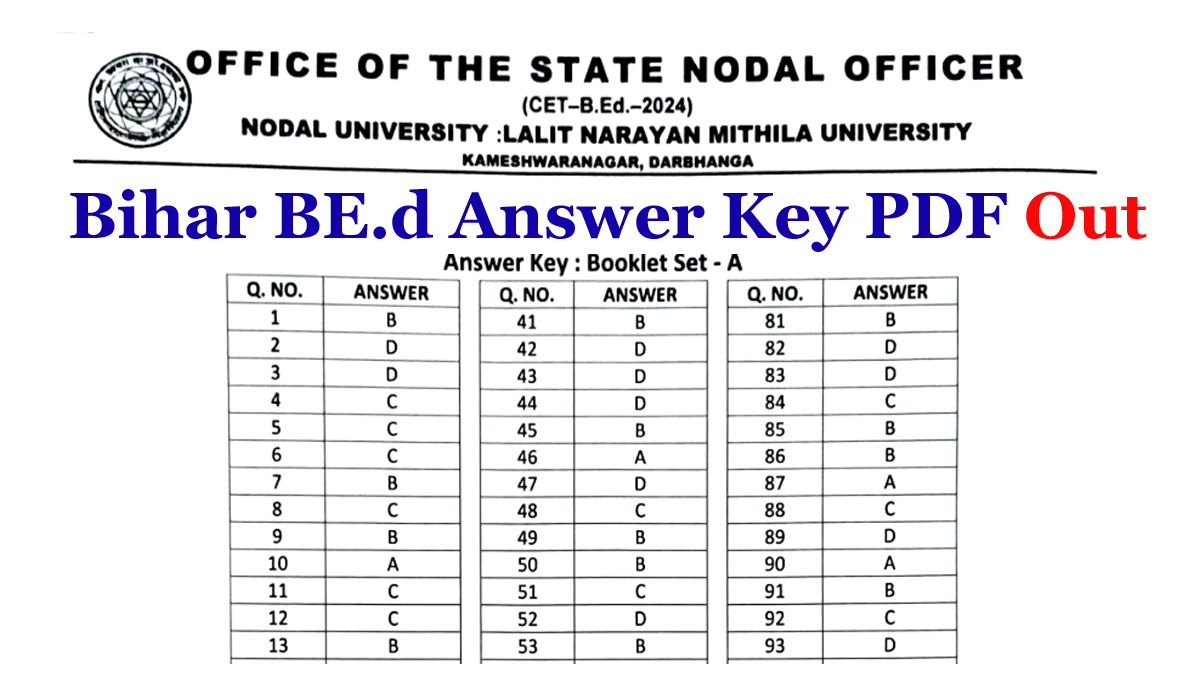 Bihar BEd Answer Key 2024