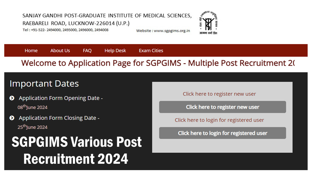 SGPGIMS Various Post Recruitment 2024