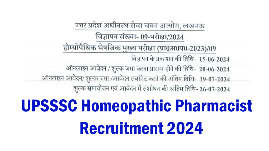 UPSSSC Homeopathic Pharmacist Recruitment 2024