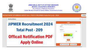 JIPMER Group B And C Recruitment 2024