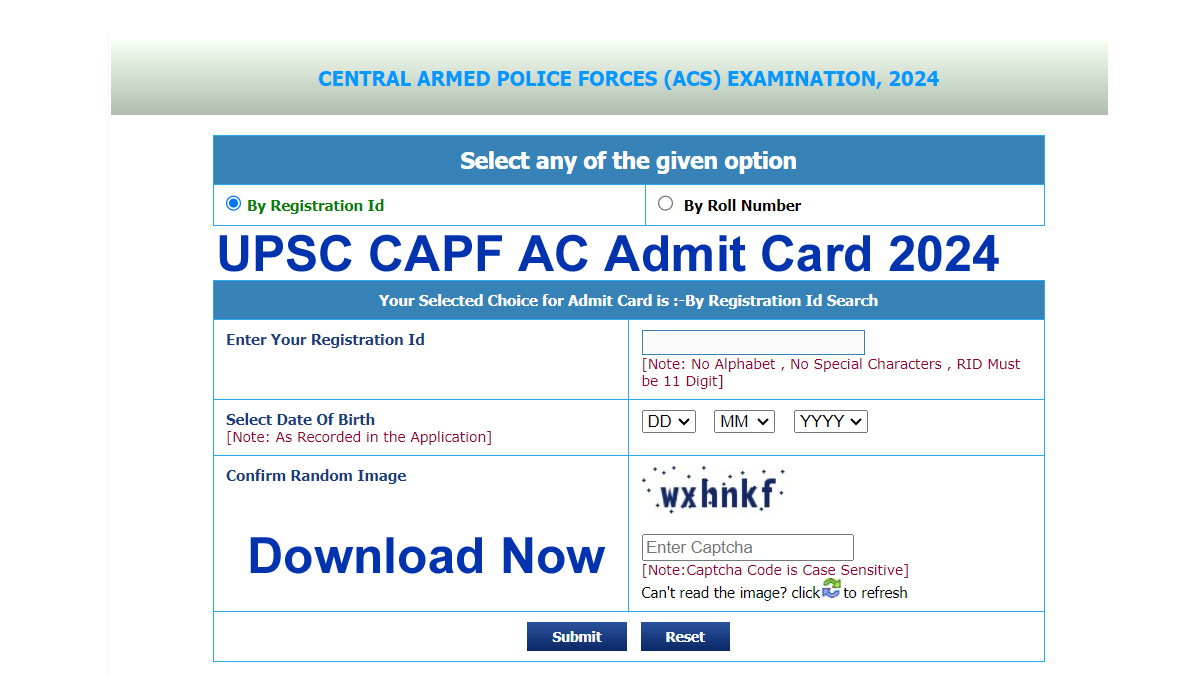 UPSC CAPF AC Admit Card 2024