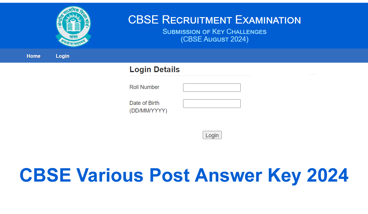 CBSE Various Post Answer Key 2024