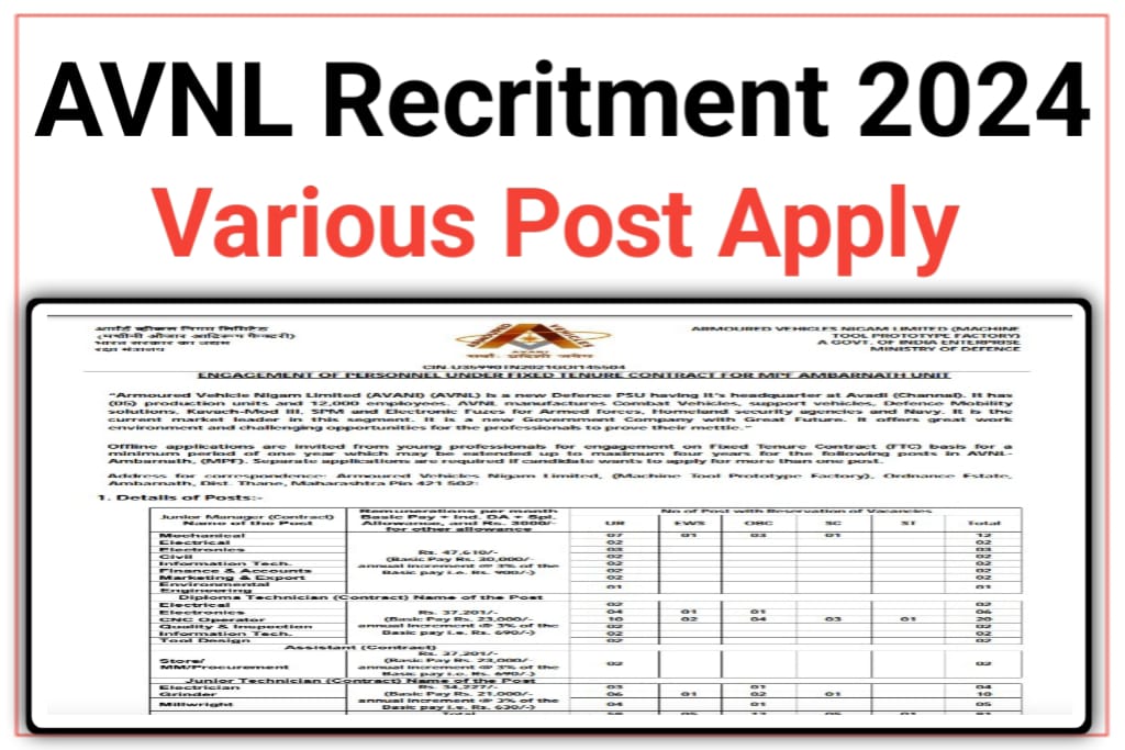 AVNL Recruitment 2024