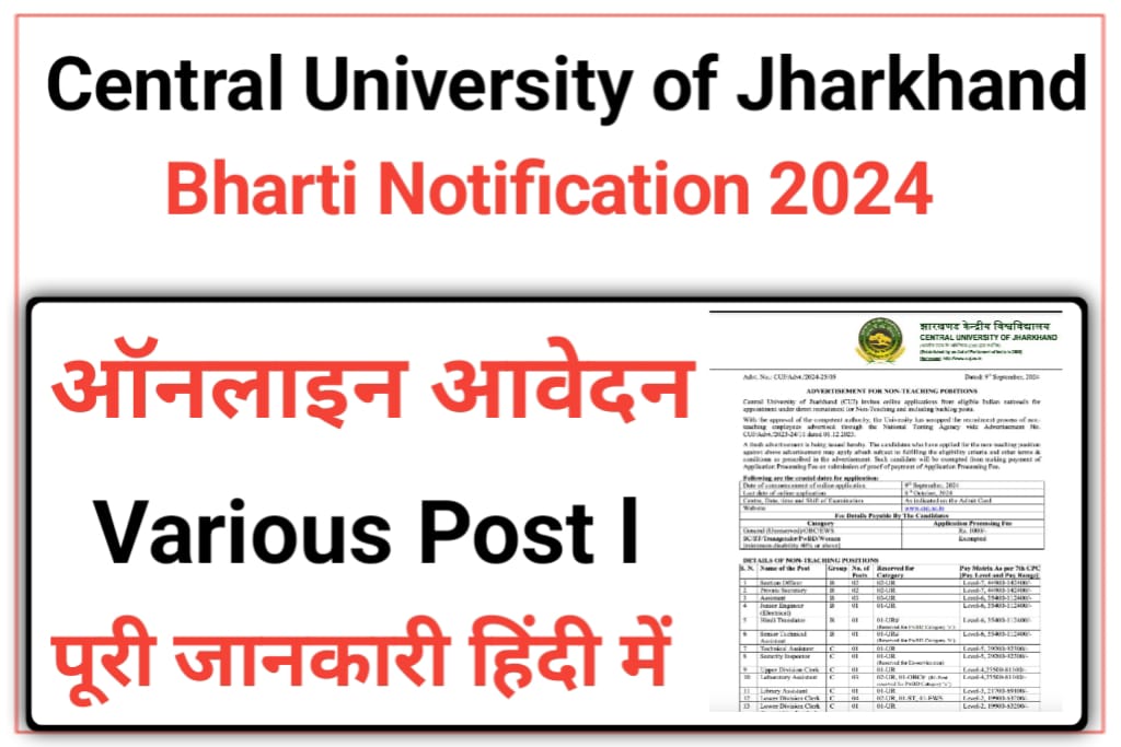 Central University of Jharkhand Recruitment 2024