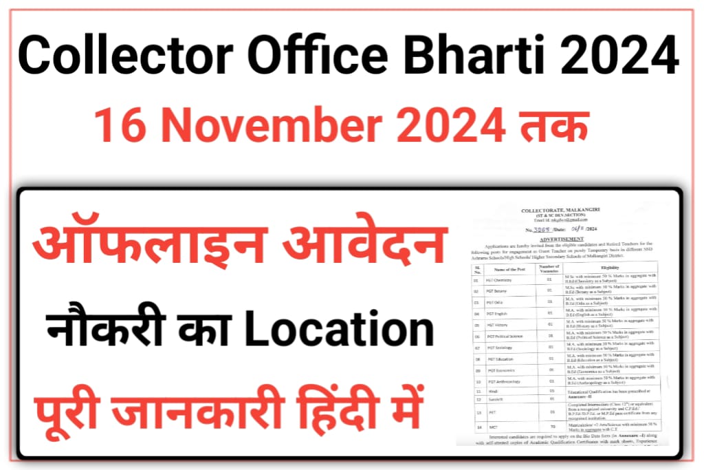 Collector Office Malkangiri Recruitment 2024