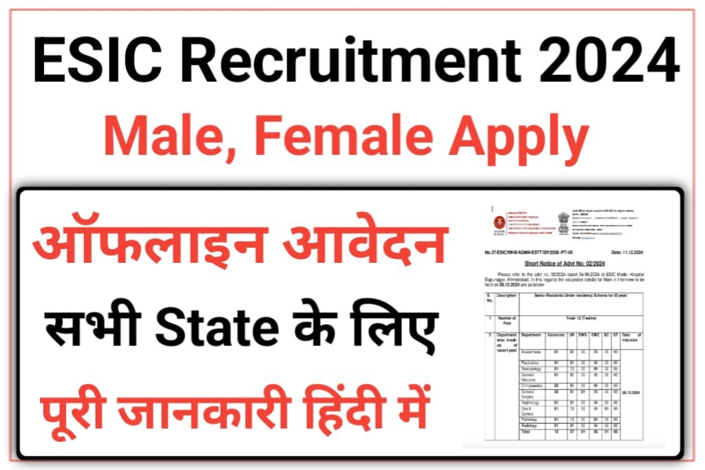 ESIC Assistant Professor Vacancy 2024