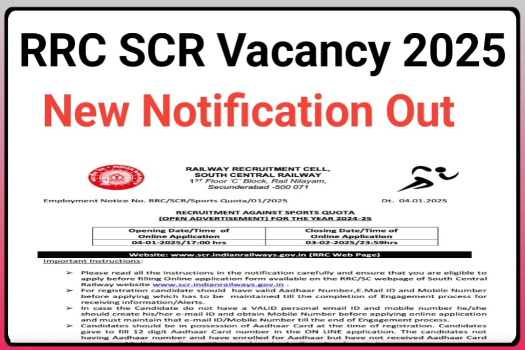 RRC SCR Sports Quota Recruitment 2025