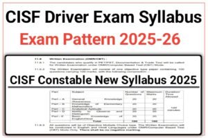 CISF Constable Driver Exam Syllabus 2025