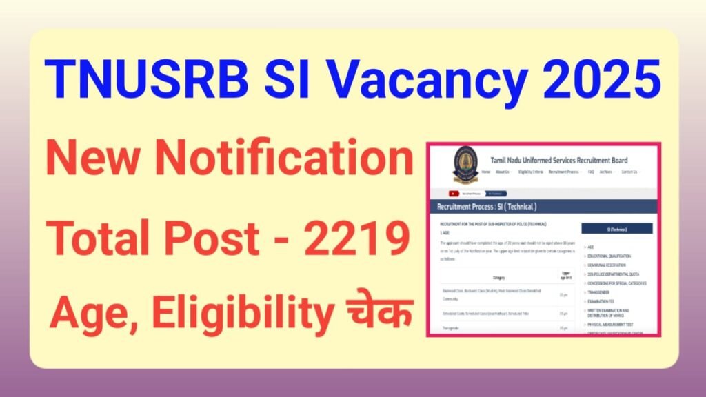 TNUSRB SI Recruitment 2025