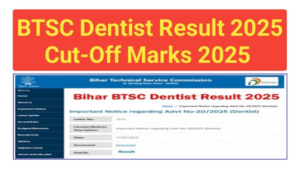 Bihar BTSC Dentist Result 2025