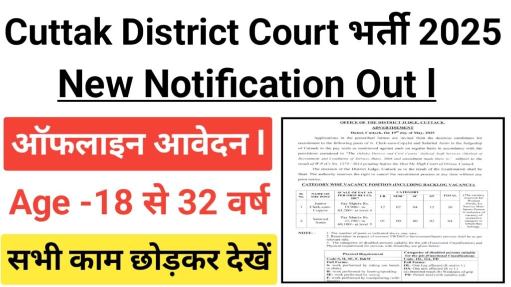 Cuttack District Court Junior Clerk Recruitment 2025 