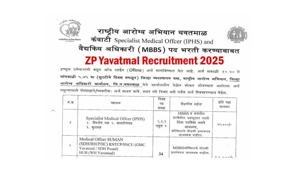 ZP Yavatmal Recruitment 2025