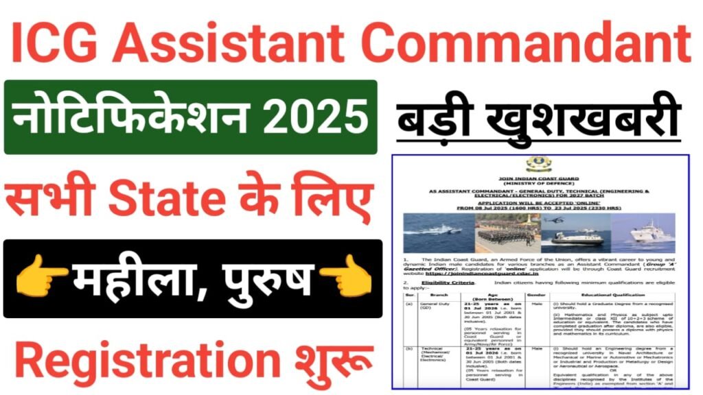 Indian Coast Guard Assistant Commandant Vacancy 2025