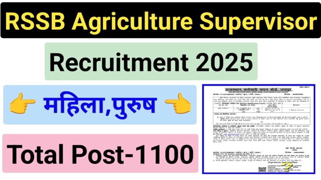 RSSB Agriculture Supervisor Recruitment 2025
