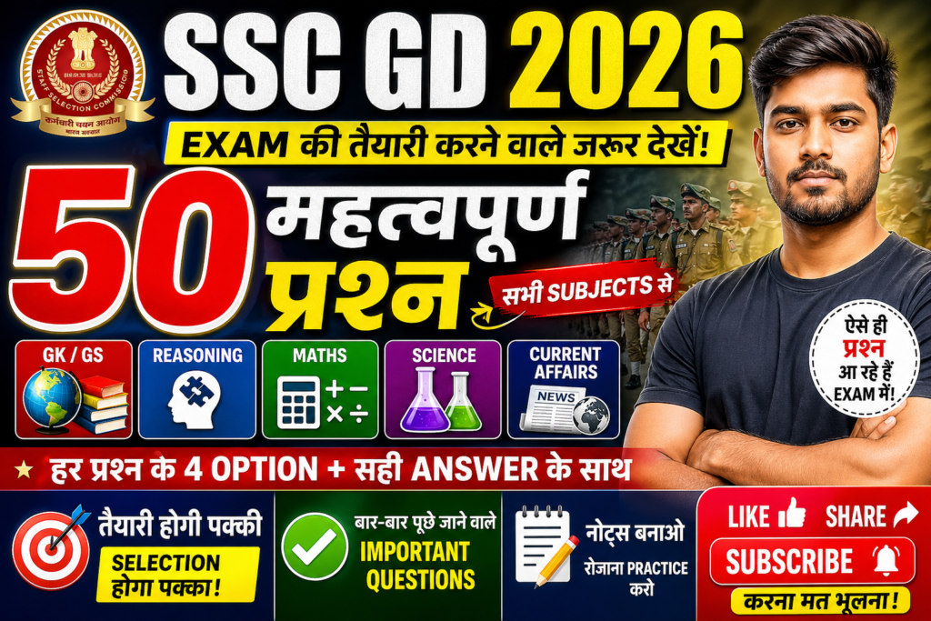 SSC Constable GD Exam Question Paper 2026